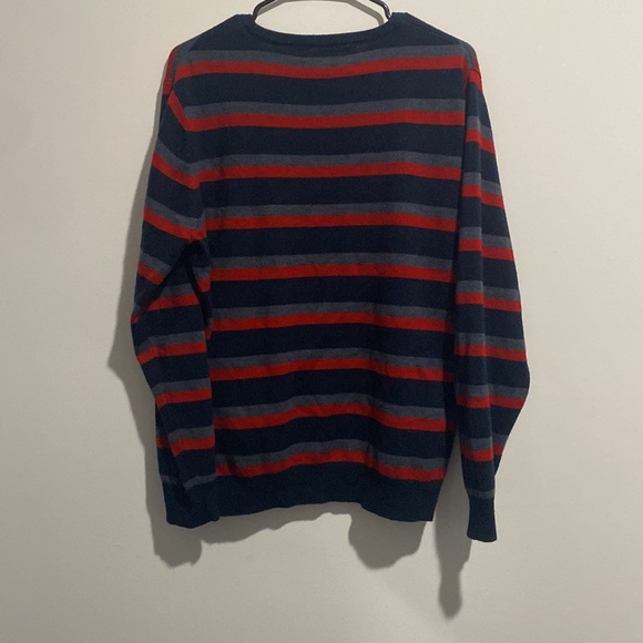Mens Navy Blue/Dark Red/Dark Grey Striped Long Sleeve Sweatshirt - Picture 2 of 3